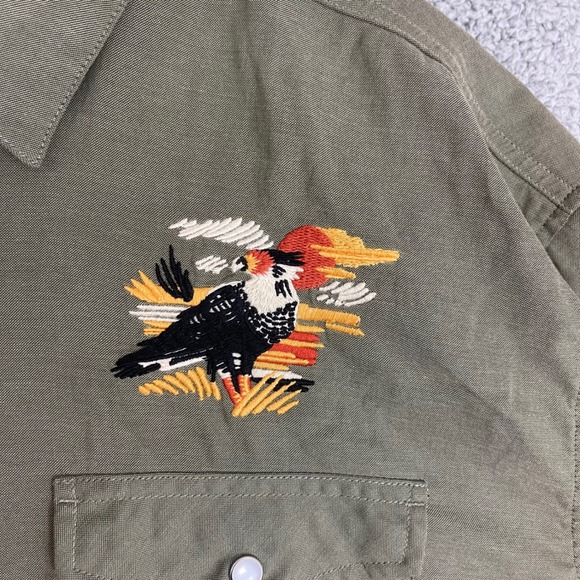 Howler Bros Gaucho Snapshirt Size XL Long Sleeve Western Embroidered Green Shirt - Picture 11 of 12